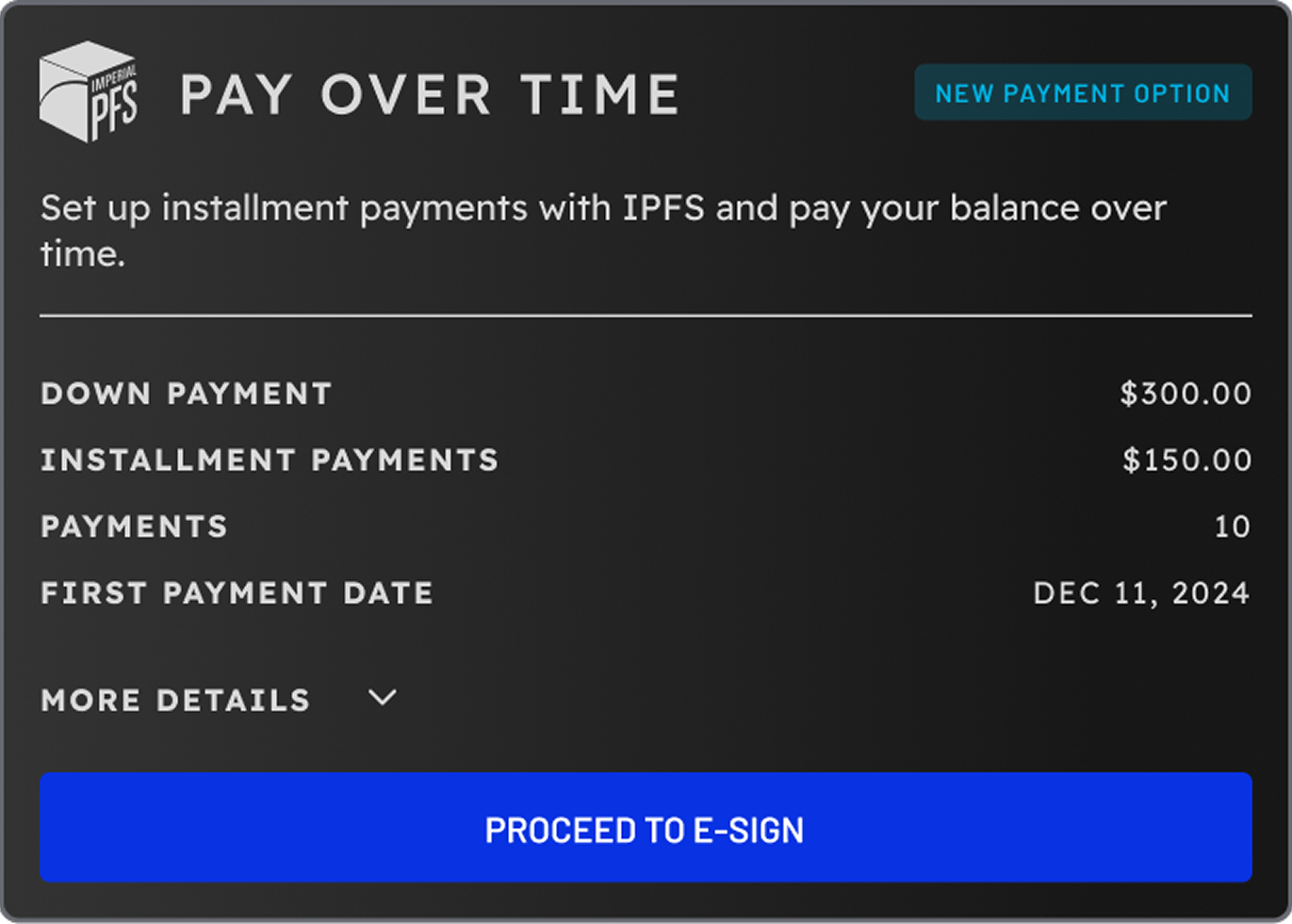 Payment Options Placeholder